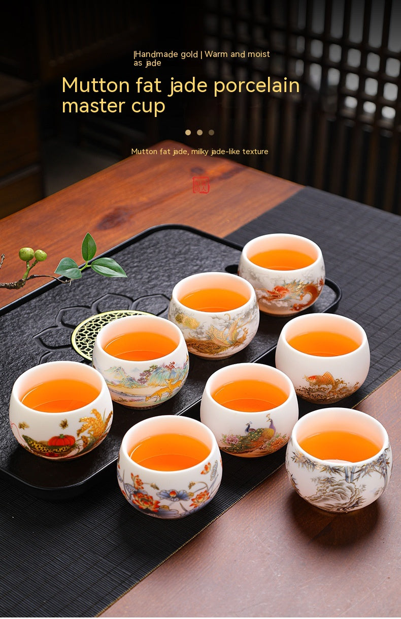 Dragon Year Gift Mutton Fat Jade Ceramic Cup - Single Drinkware