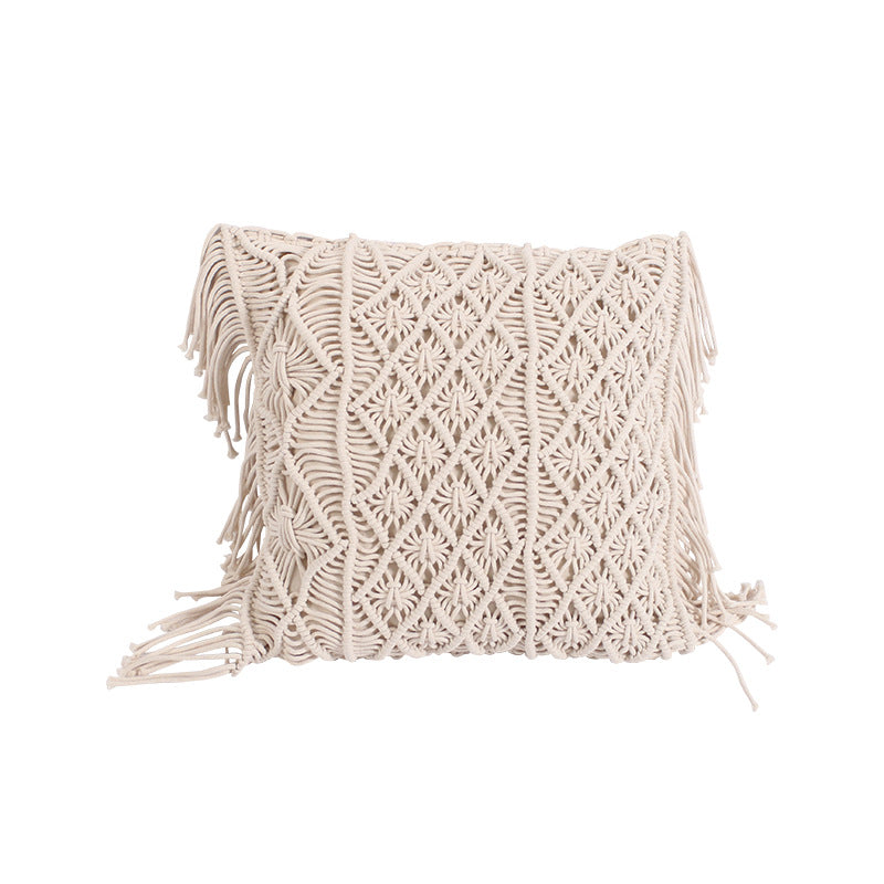 Hand-Woven Braid Rope Tassel Pillow 45x45cm Home Decorative Cushion