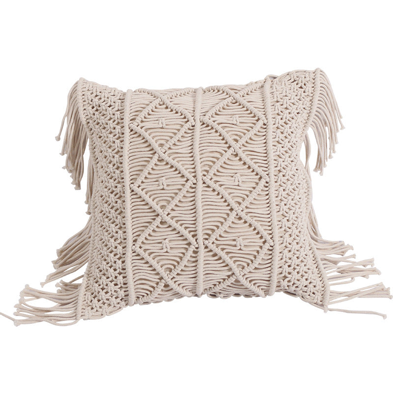 Hand-Woven Braid Rope Tassel Pillow 45x45cm Home Decorative Cushion