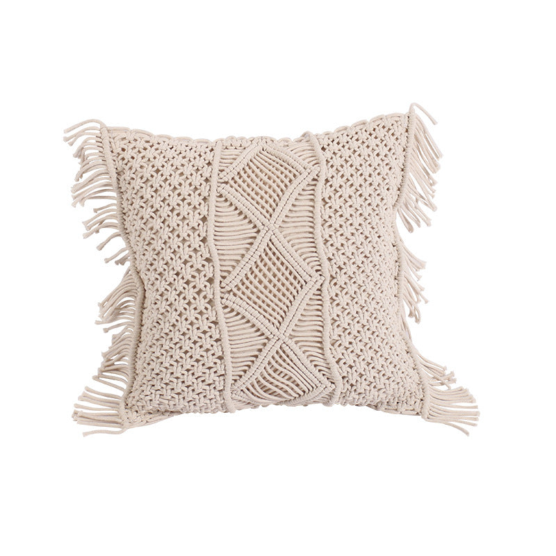 Hand-Woven Braid Rope Tassel Pillow 45x45cm Home Decorative Cushion