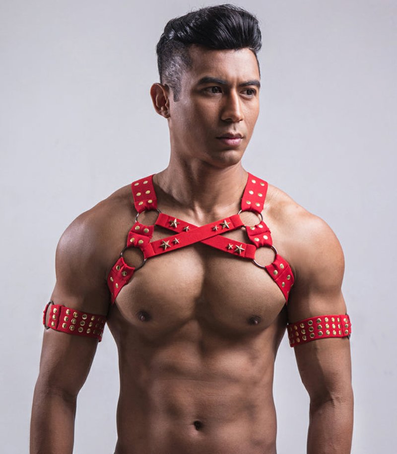 Dance Performance Suspension Vest with Shoulder Straps - Red Leather