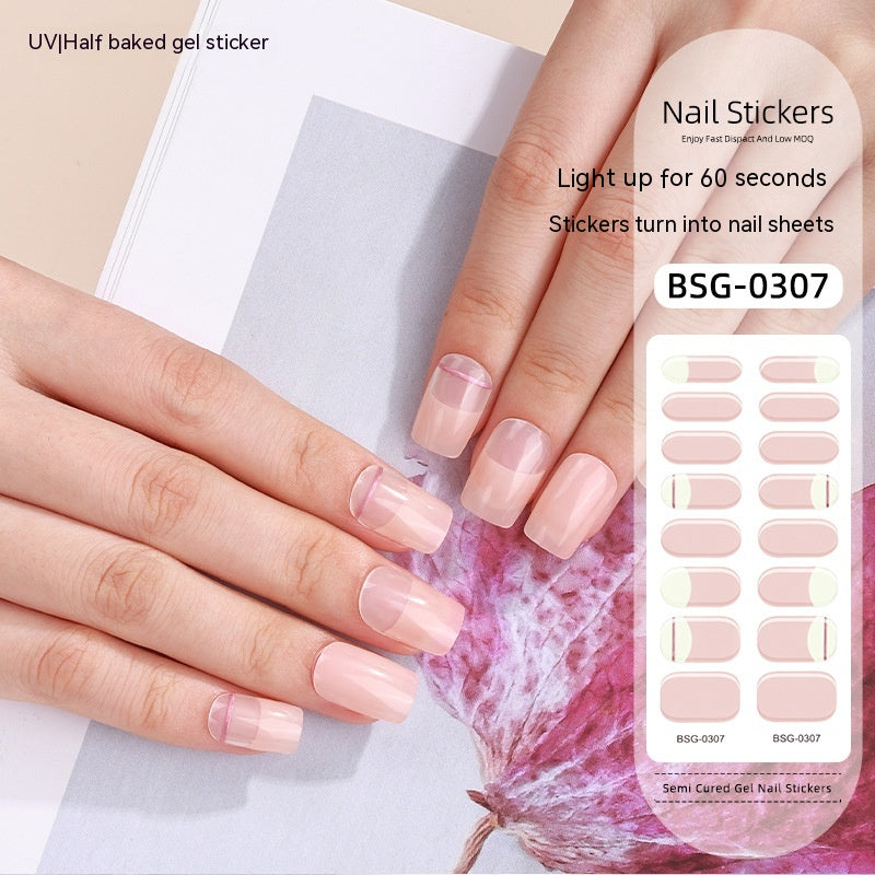 Christmas Gel Nail Art Stickers Set - Semi-Curing Nail Decals for Festive Nails