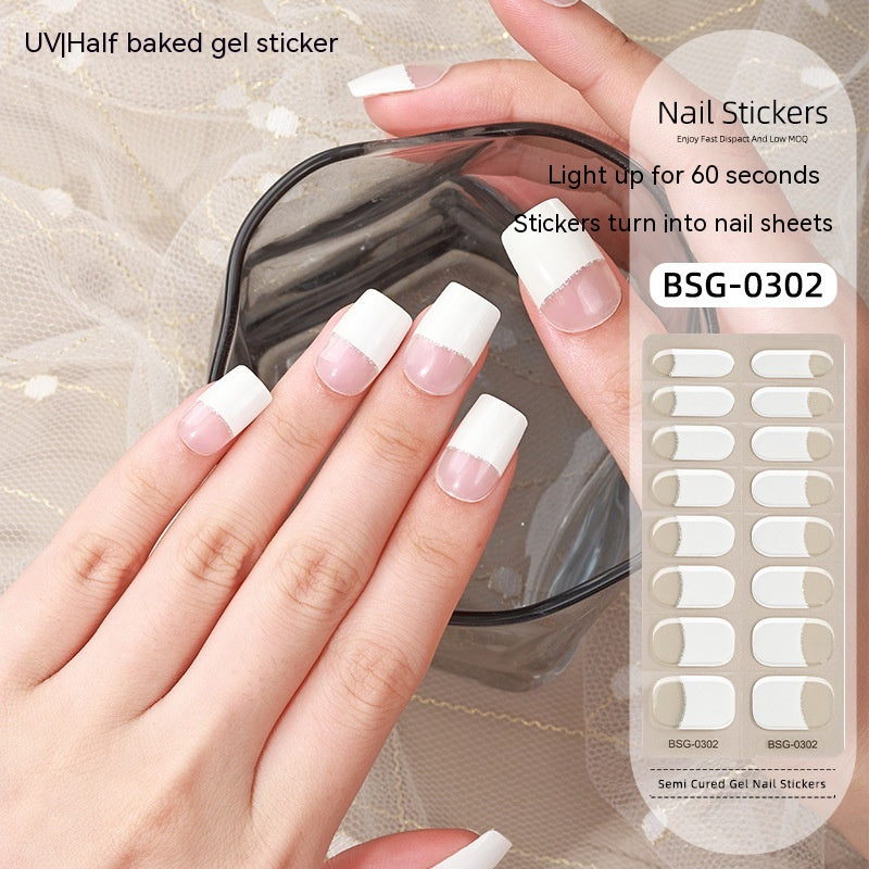 Christmas Gel Nail Art Stickers Set - Semi-Curing Nail Decals for Festive Nails