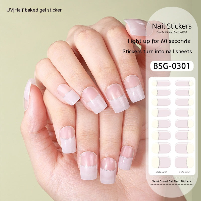 Christmas Gel Nail Art Stickers Set - Semi-Curing Nail Decals for Festive Nails