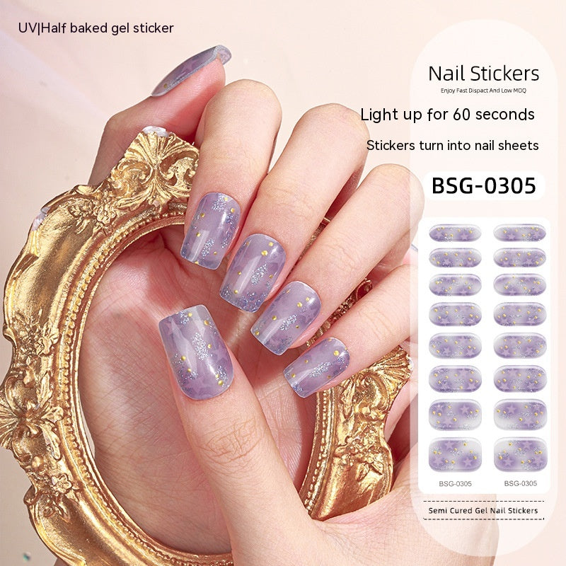 Christmas Gel Nail Art Stickers Set - Semi-Curing Nail Decals for Festive Nails