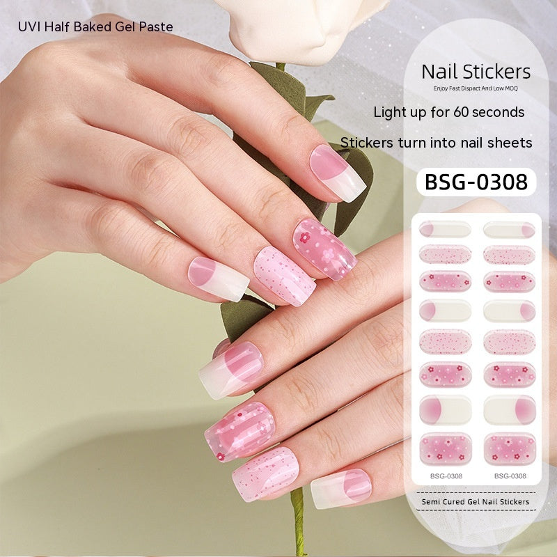 Christmas Gel Nail Art Stickers Set - Semi-Curing Nail Decals for Festive Nails