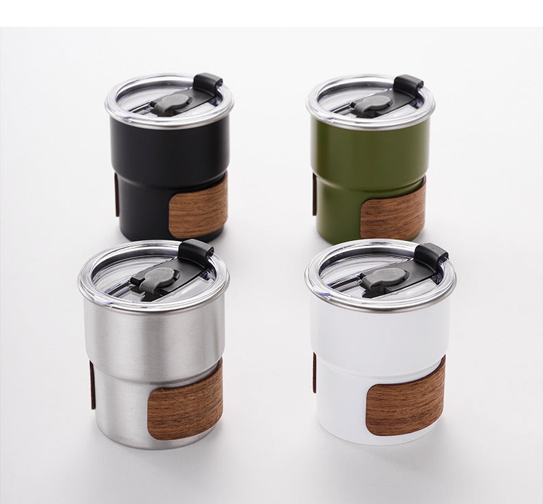 Outdoor Stainless Steel Water Cup 300ml Camping Drinkware with Foldable Handle