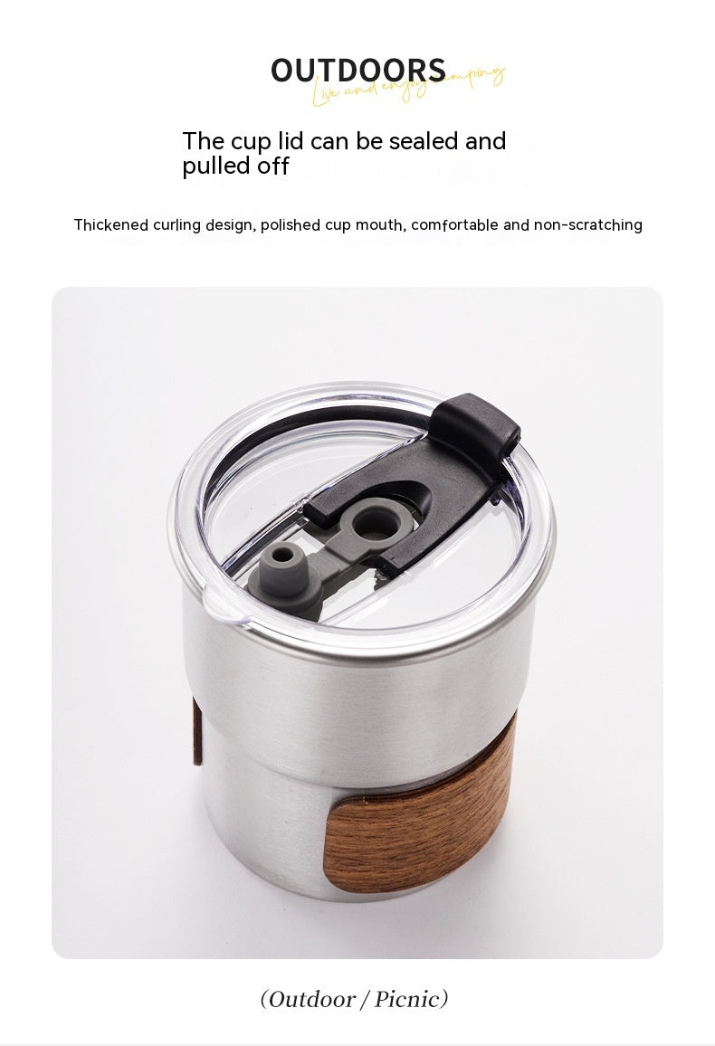Outdoor Stainless Steel Water Cup 300ml Camping Drinkware with Foldable Handle