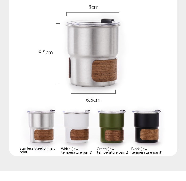 Outdoor Stainless Steel Water Cup 300ml Camping Drinkware with Foldable Handle