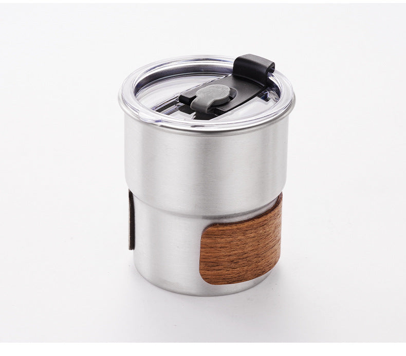 Outdoor Stainless Steel Water Cup 300ml Camping Drinkware with Foldable Handle