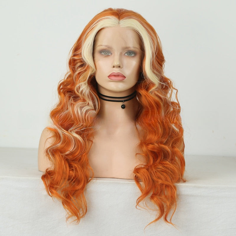 European & American Style Curly Lace Front Wig - Mixed Color Mid-Length Hair