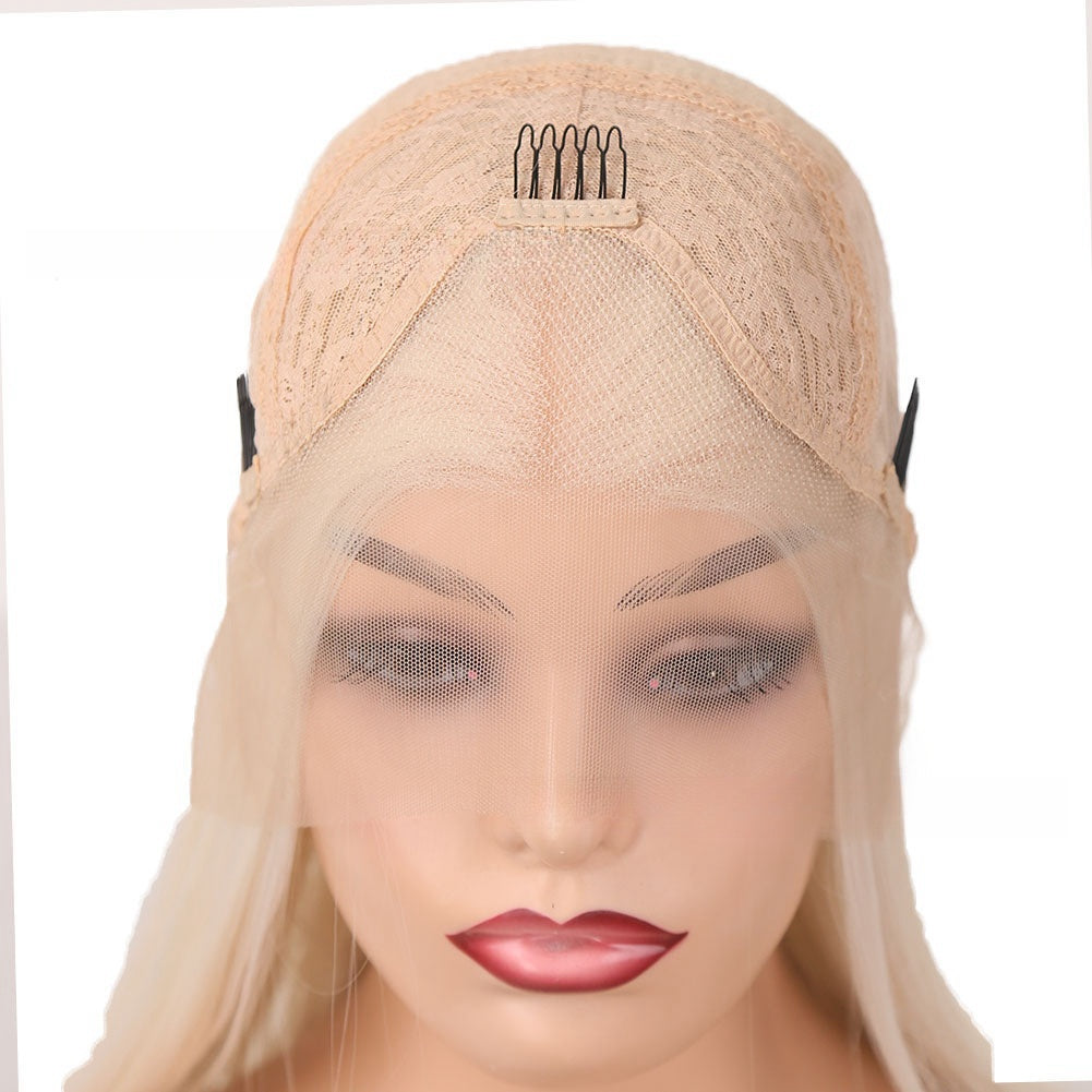 European & American Style Curly Lace Front Wig - Mixed Color Mid-Length Hair