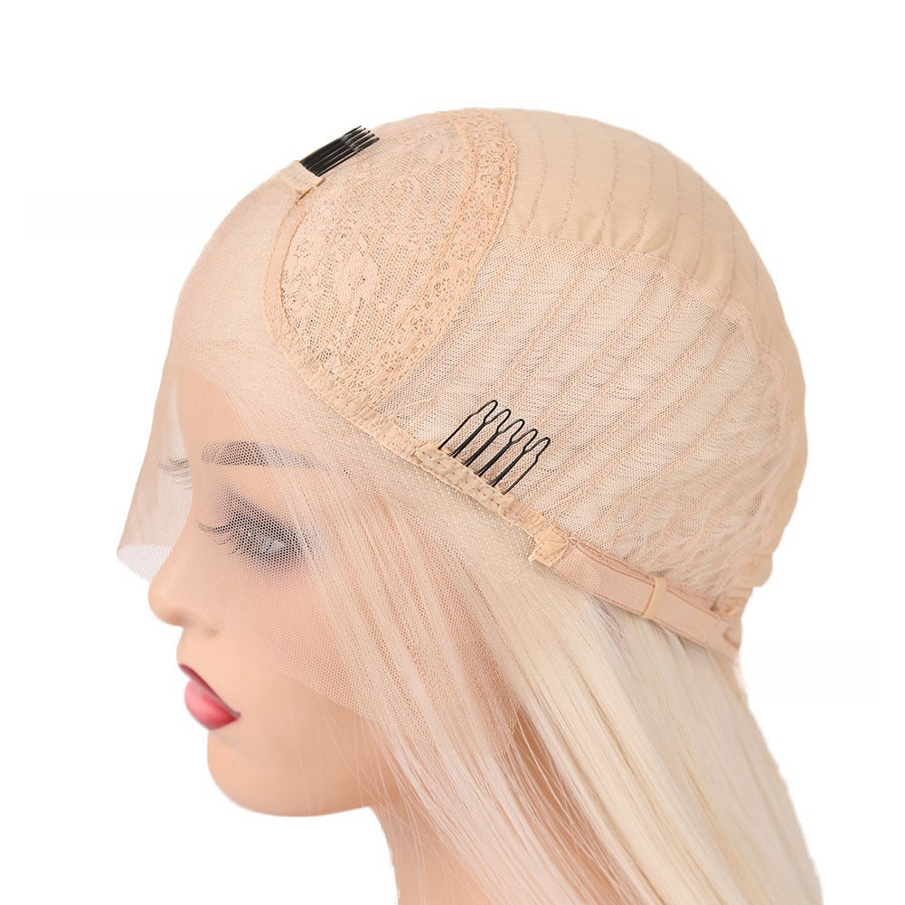 European & American Style Curly Lace Front Wig - Mixed Color Mid-Length Hair
