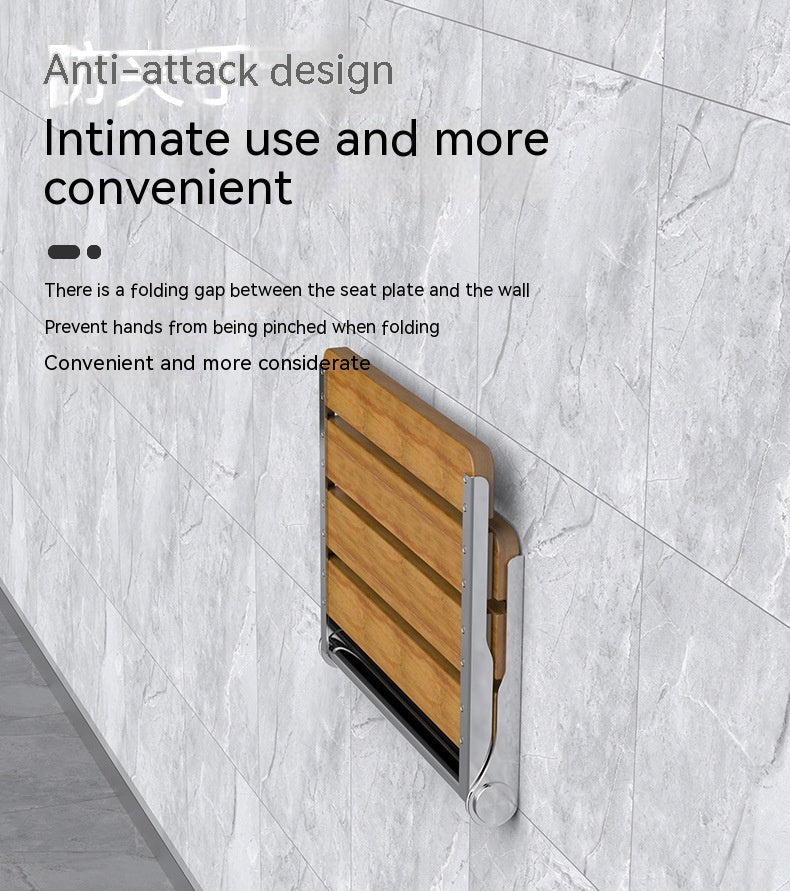 Wall-Mounted Folding Bath Stool with Load Capacity 200kg - Modern Bathroom Furniture