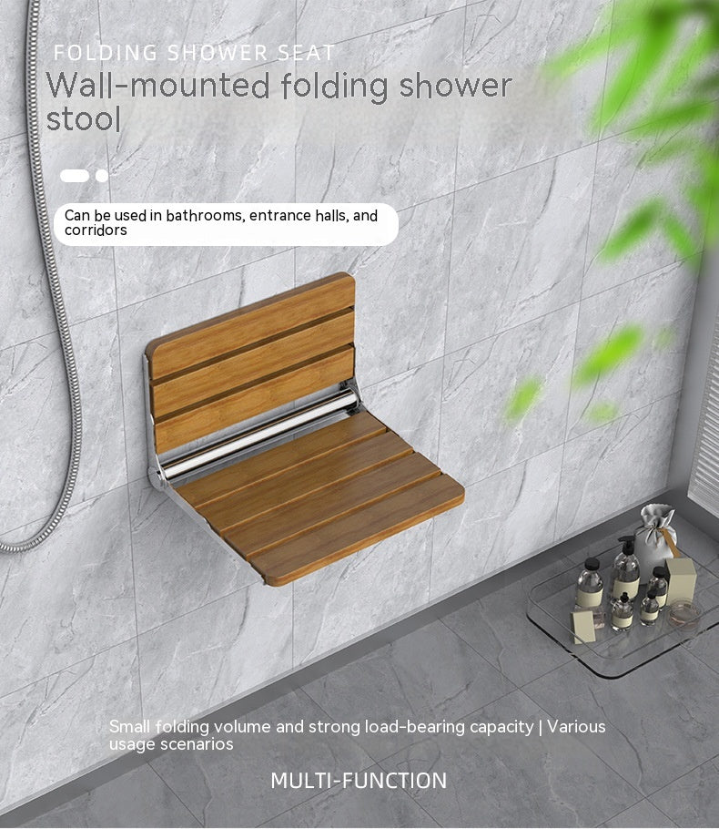 Wall-Mounted Folding Bath Stool with Load Capacity 200kg - Modern Bathroom Furniture
