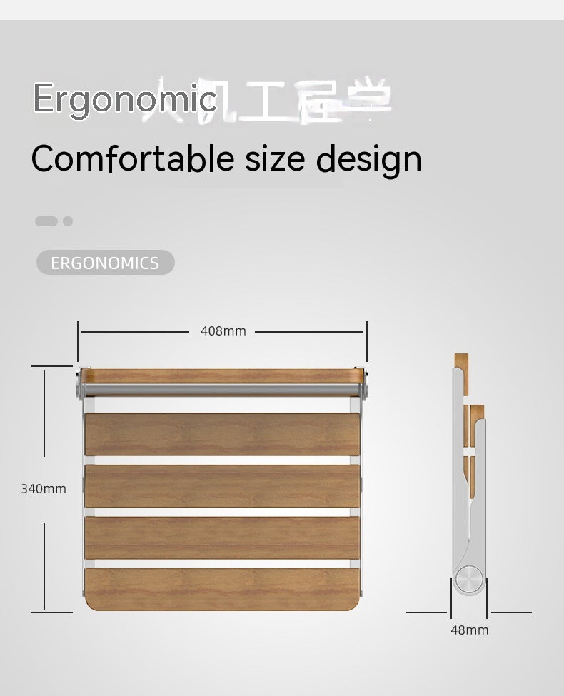 Wall-Mounted Folding Bath Stool with Load Capacity 200kg - Modern Bathroom Furniture