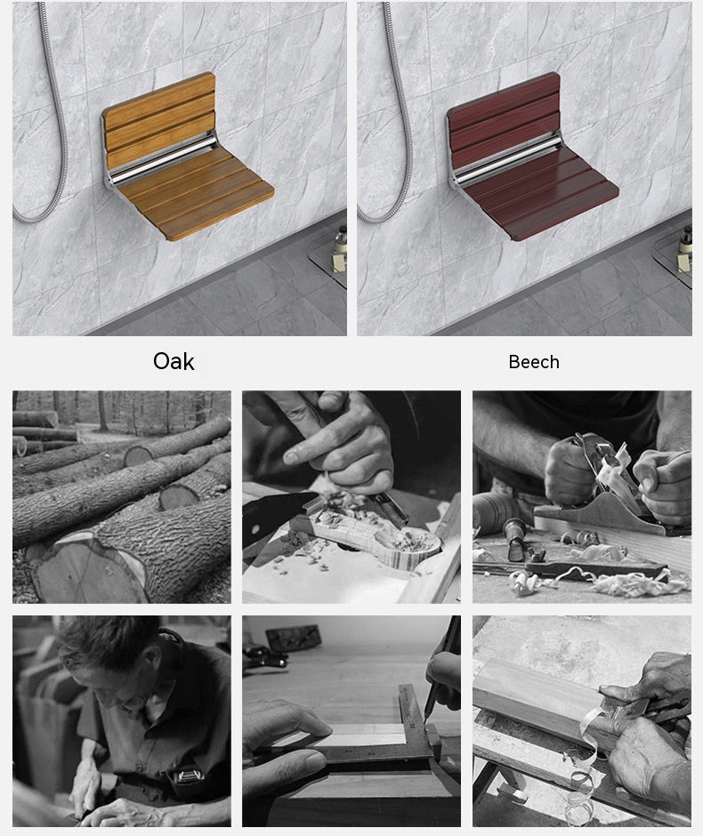Wall-Mounted Folding Bath Stool with Load Capacity 200kg - Modern Bathroom Furniture
