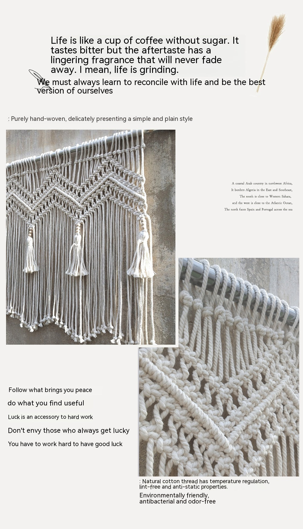 Cotton Rope Woven Tapestry for Home Decor - European Style, 120x55cm