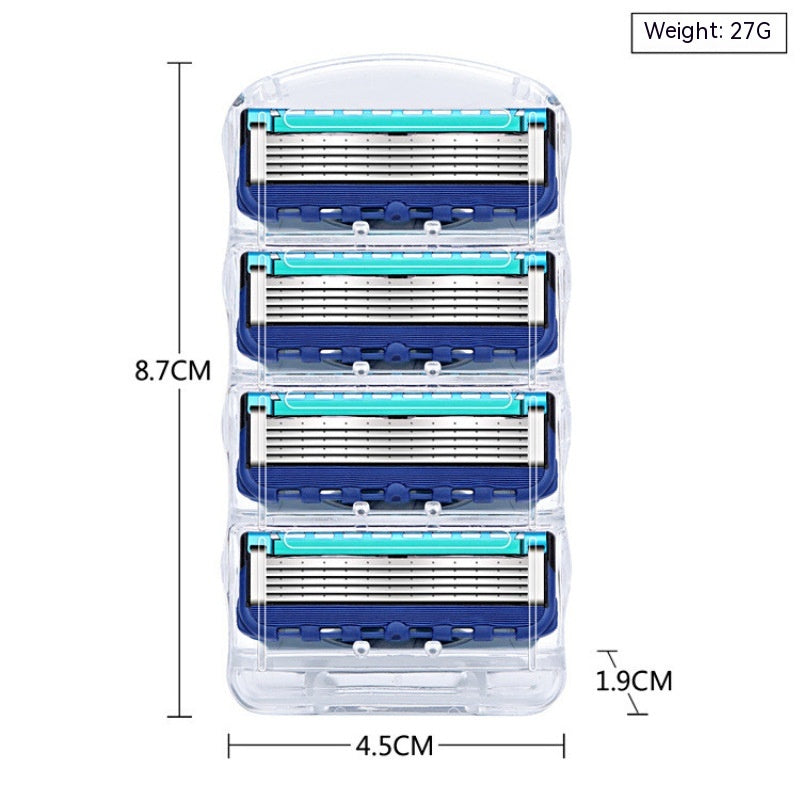 Men's Five-Layer Razor Head for Shaving - Blue, Pack of 1/2/8