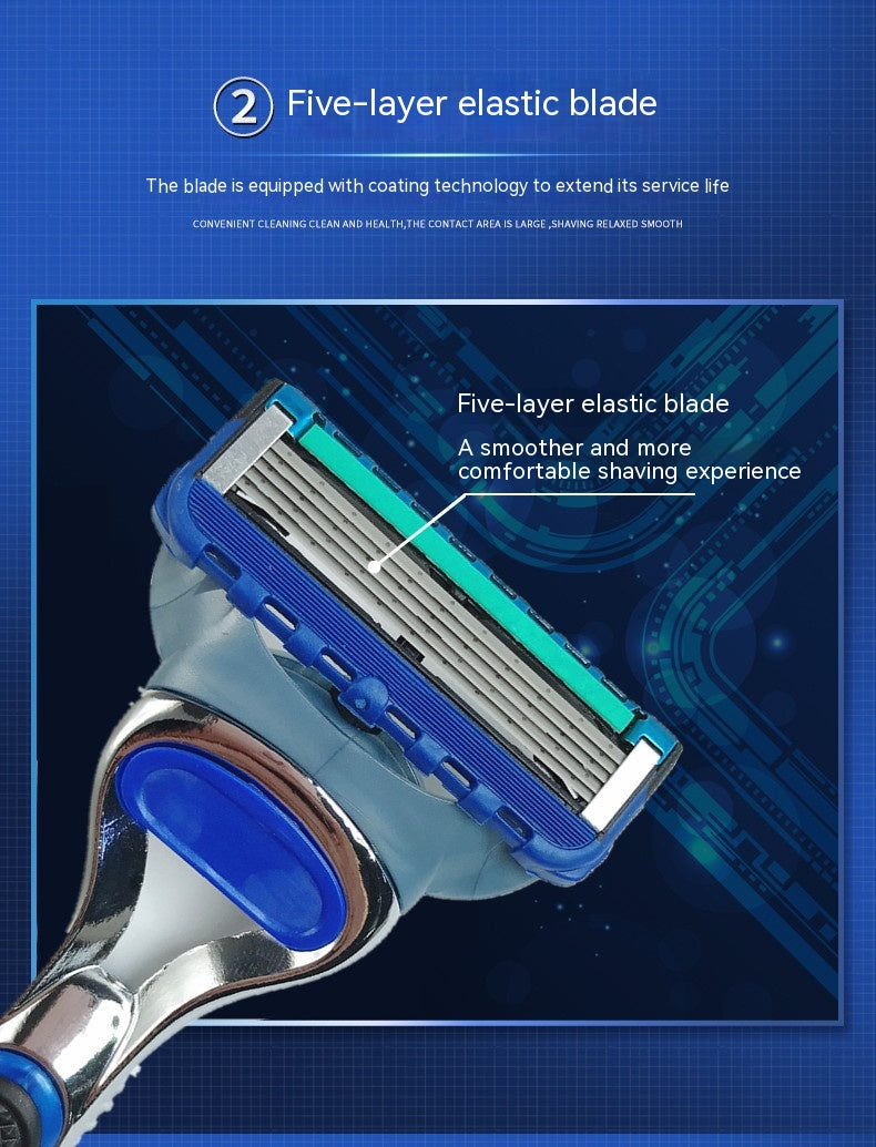 Men's Five-Layer Razor Head for Shaving - Blue, Pack of 1/2/8