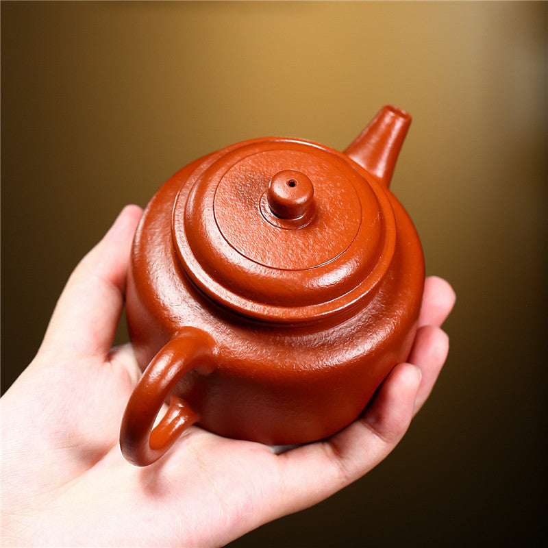 Chinese Style Purple Sand Tea Set with Hand-Painted Coarse Cinnabar Sand Finish