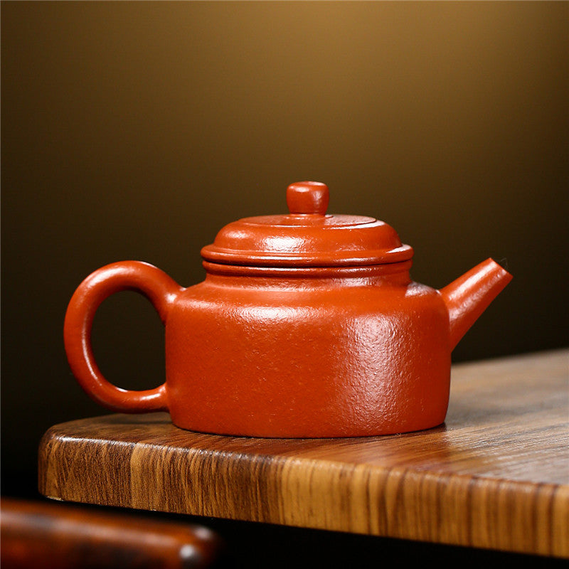 Chinese Style Purple Sand Tea Set with Hand-Painted Coarse Cinnabar Sand Finish