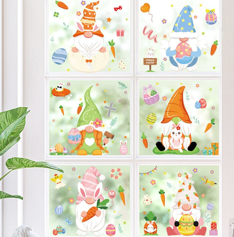 Cute Easter Bunny Stickers for Holiday Decor - PVC 20x30cm Set