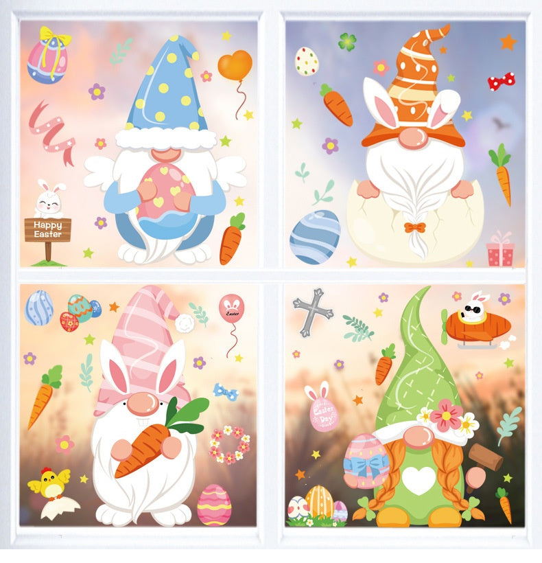 Cute Easter Bunny Stickers for Holiday Decor - PVC 20x30cm Set