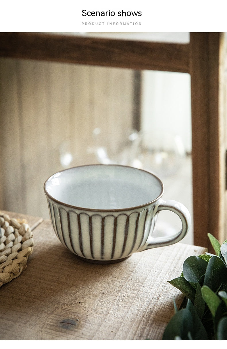 American Style Porcelain Coffee Mug - Embossed Breakfast Cup 30-400ml