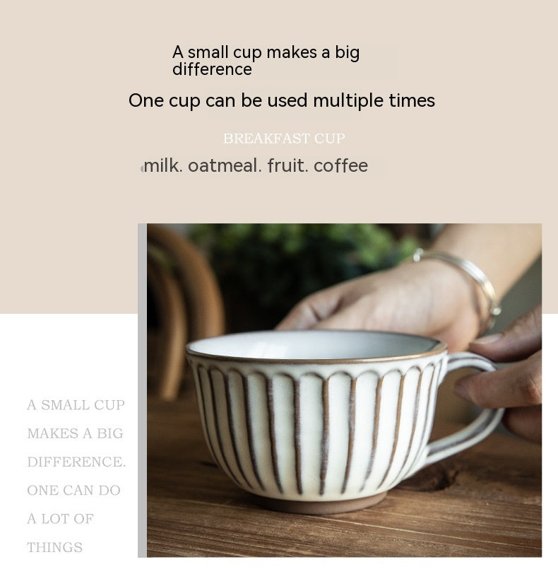 American Style Porcelain Coffee Mug - Embossed Breakfast Cup 30-400ml