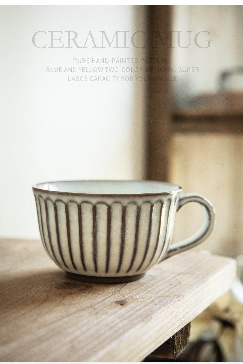 American Style Porcelain Coffee Mug - Embossed Breakfast Cup 30-400ml