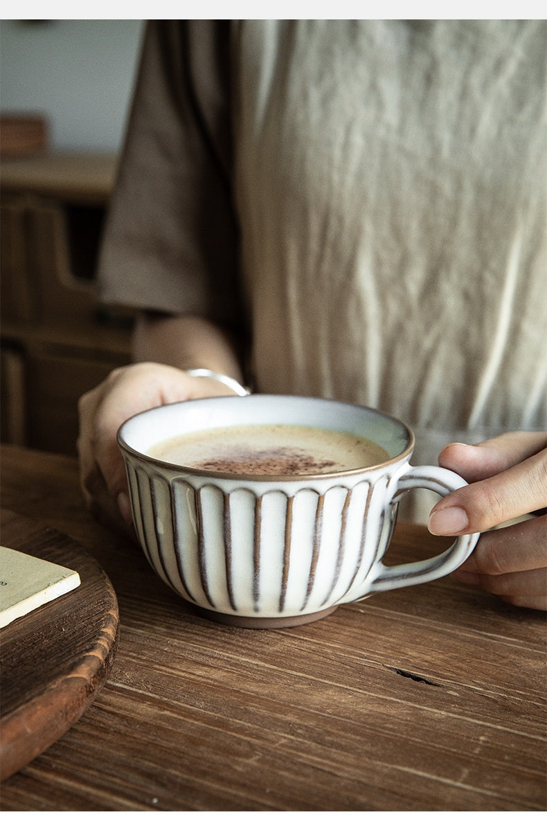 American Style Porcelain Coffee Mug - Embossed Breakfast Cup 30-400ml