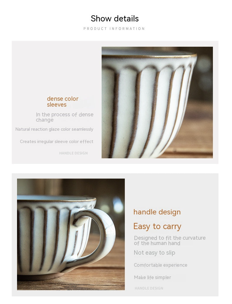 American Style Porcelain Coffee Mug - Embossed Breakfast Cup 30-400ml