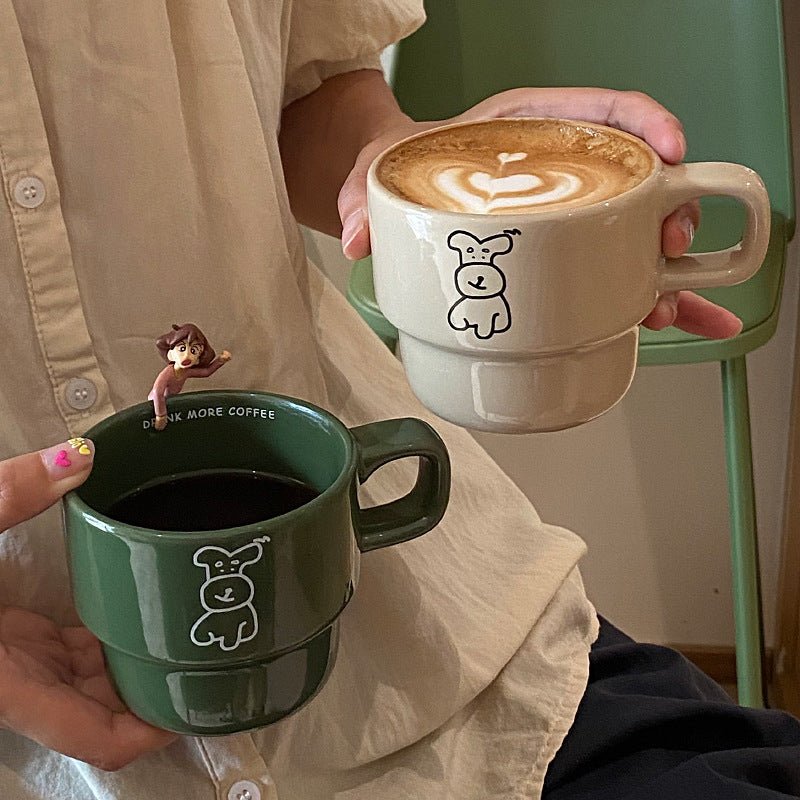 Cute Niche Cartoon Puppy Coffee Cup - 280ml Ceramic Drinkware for Kitchen