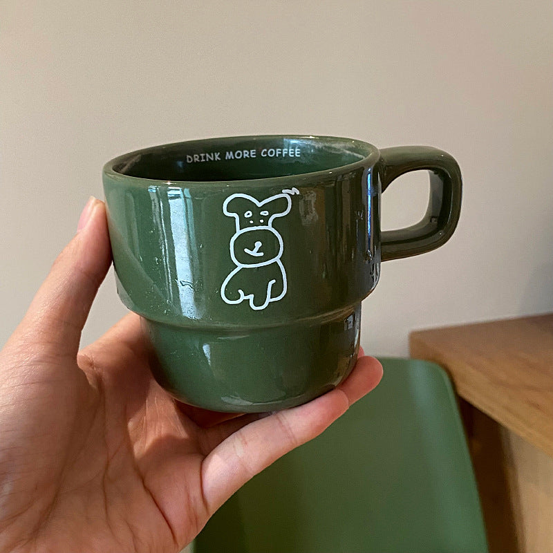 Cute Niche Cartoon Puppy Coffee Cup - 280ml Ceramic Drinkware for Kitchen