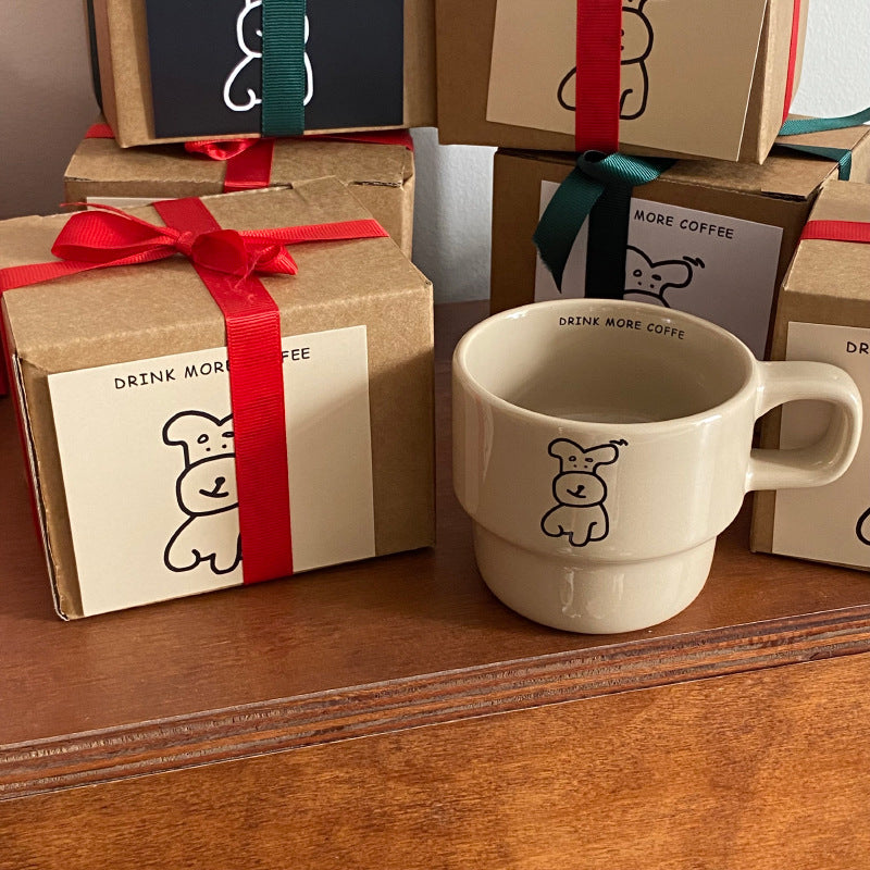 Cute Niche Cartoon Puppy Coffee Cup - 280ml Ceramic Drinkware for Kitchen