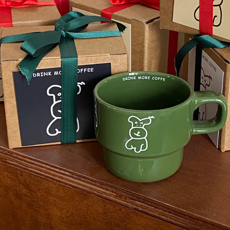 Cute Niche Cartoon Puppy Coffee Cup - 280ml Ceramic Drinkware for Kitchen