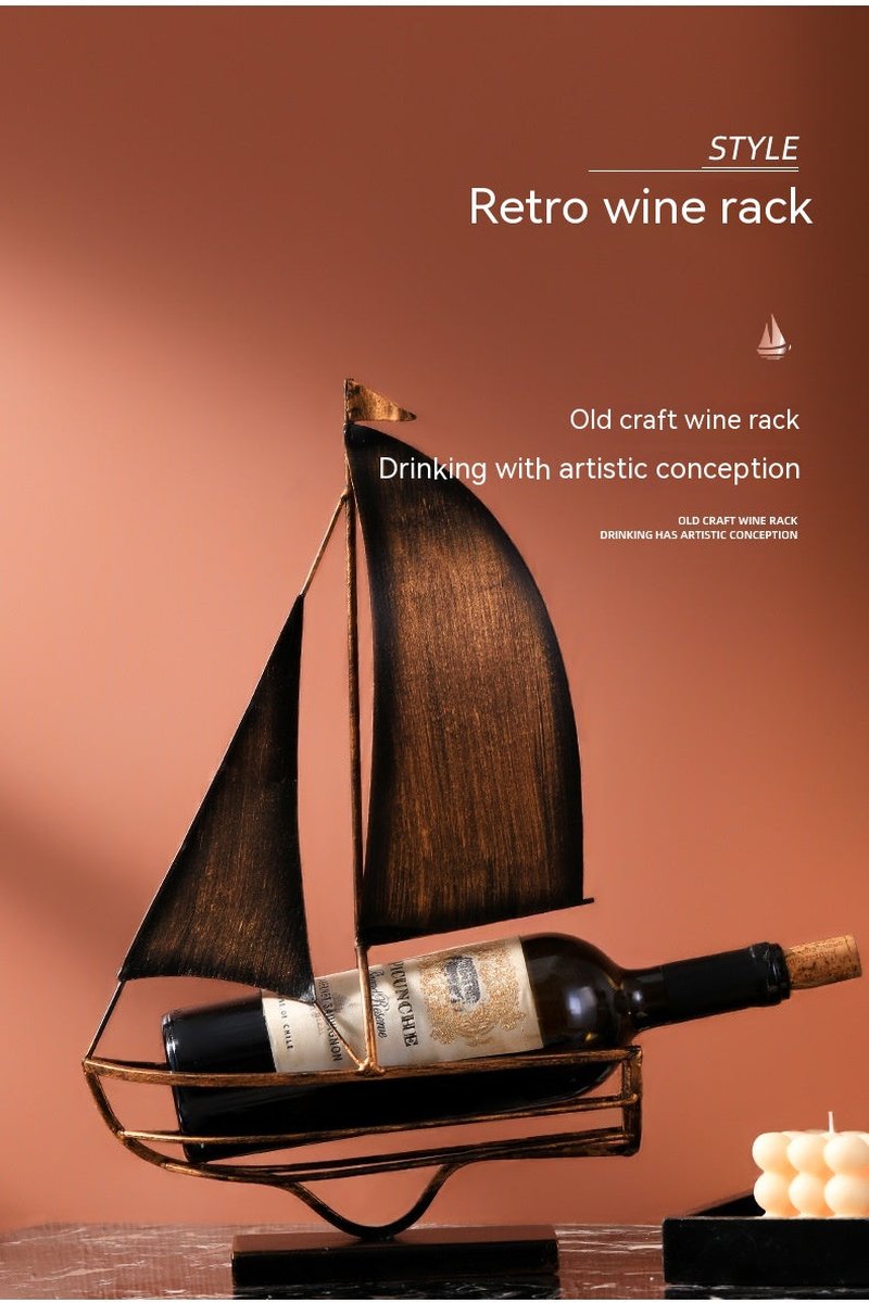 Sailboat Wine Rack Decoration - Iron Modern Home Bar Accessory