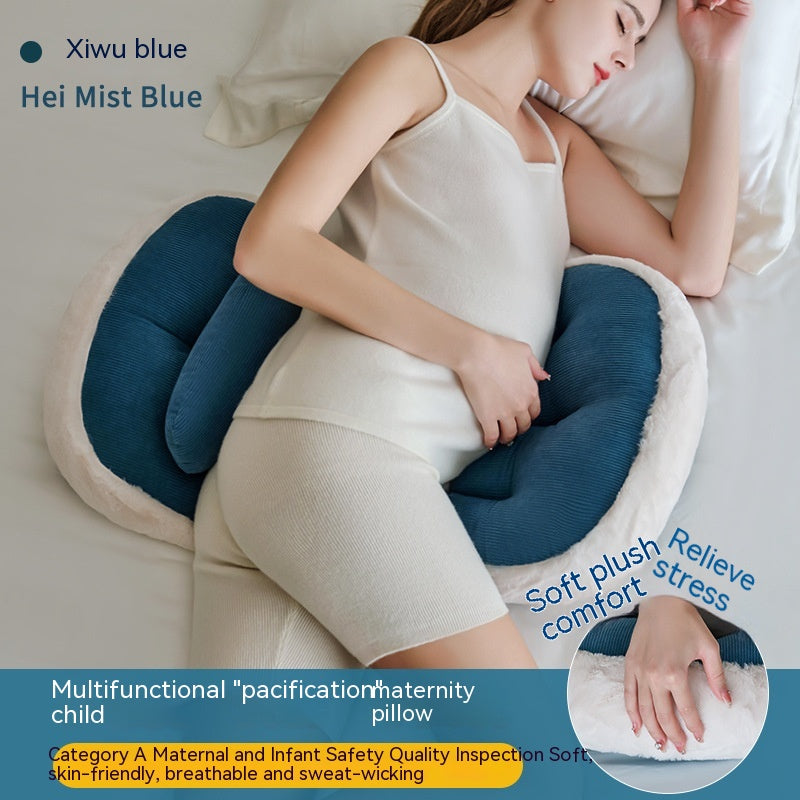 Pregnancy Support Pillow Side Belly Cushion U-Shape Sleeping Pillow - Blue, Gray, Khaki, Pink