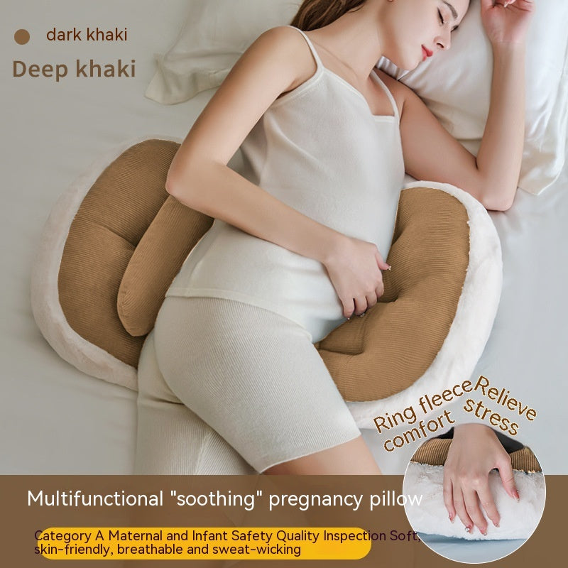 Pregnancy Support Pillow Side Belly Cushion U-Shape Sleeping Pillow - Blue, Gray, Khaki, Pink