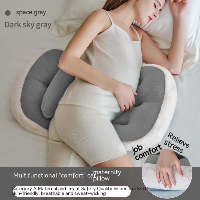 Pregnancy Support Pillow Side Belly Cushion U-Shape Sleeping Pillow - Blue, Gray, Khaki, Pink