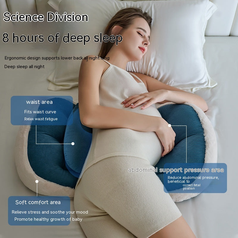 Pregnancy Support Pillow Side Belly Cushion U-Shape Sleeping Pillow - Blue, Gray, Khaki, Pink