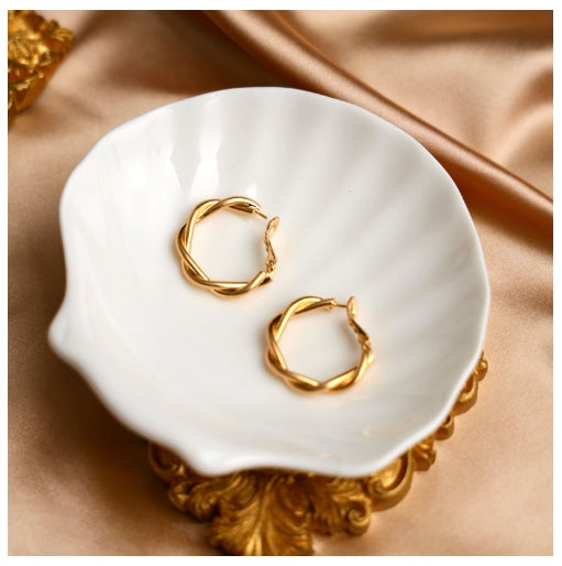 Jewelry Display Shell Tray for Earrings, Necklaces & Rings - Ceramic & Wrought Iron