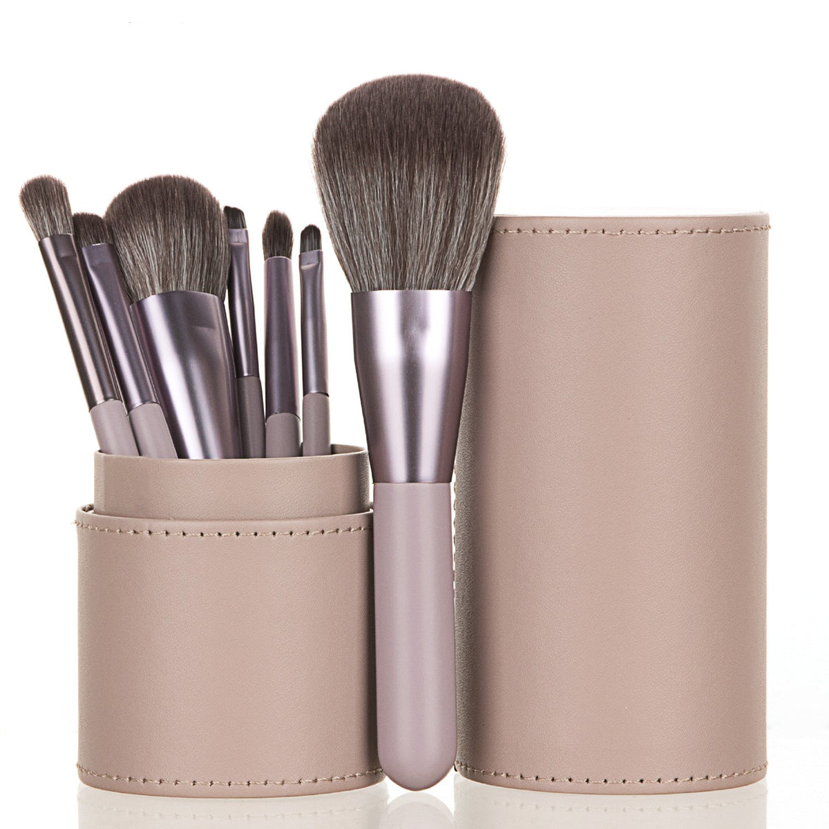 7-Piece Portable Makeup Brush Set with Travel Case - Pink, Violet, Purple Styles
