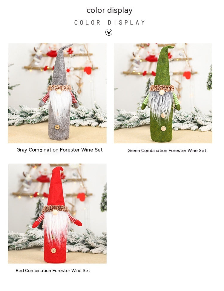Faceless Old Man Christmas Wine Bottle Cover - Holiday Decor, Wine Sleeve