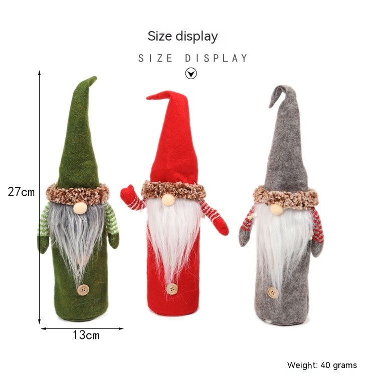 Faceless Old Man Christmas Wine Bottle Cover - Holiday Decor, Wine Sleeve