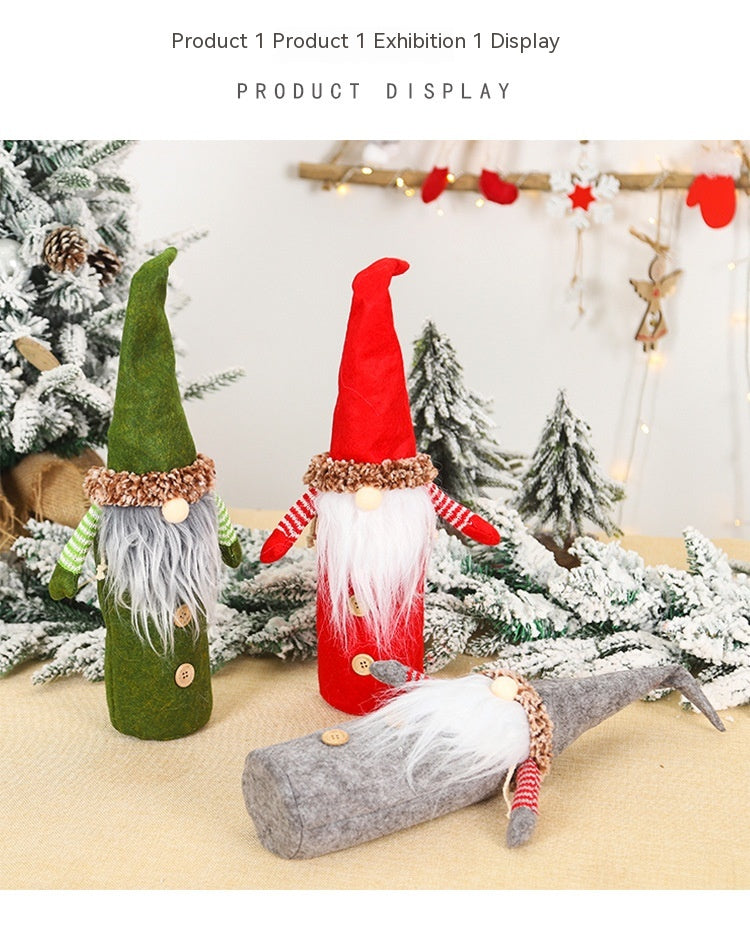 Faceless Old Man Christmas Wine Bottle Cover - Holiday Decor, Wine Sleeve