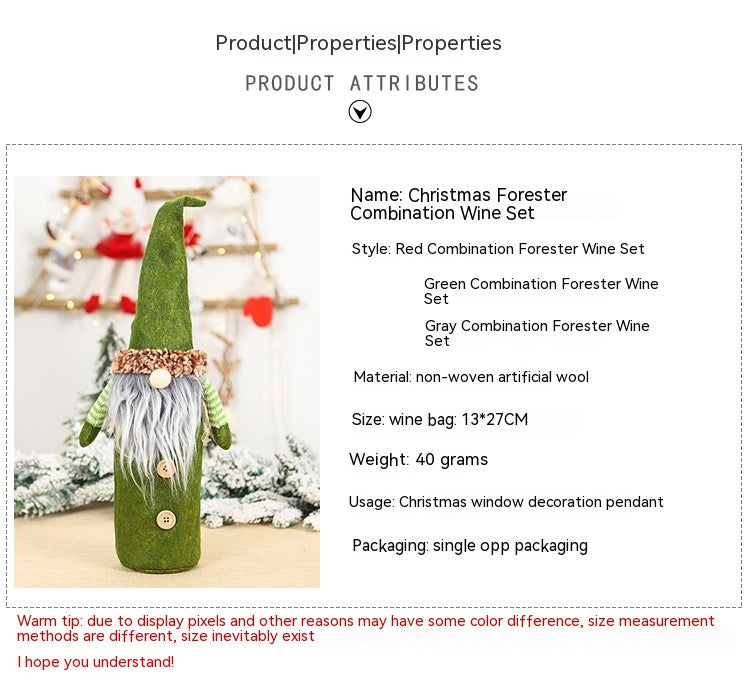 Faceless Old Man Christmas Wine Bottle Cover - Holiday Decor, Wine Sleeve