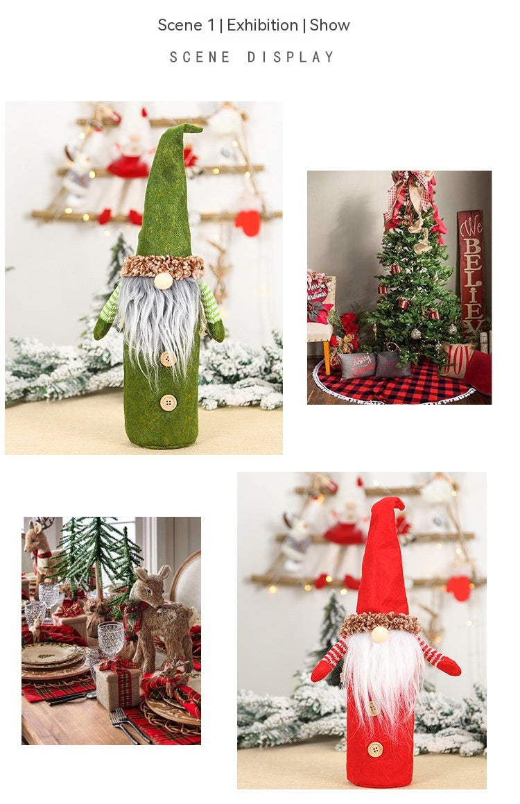 Faceless Old Man Christmas Wine Bottle Cover - Holiday Decor, Wine Sleeve
