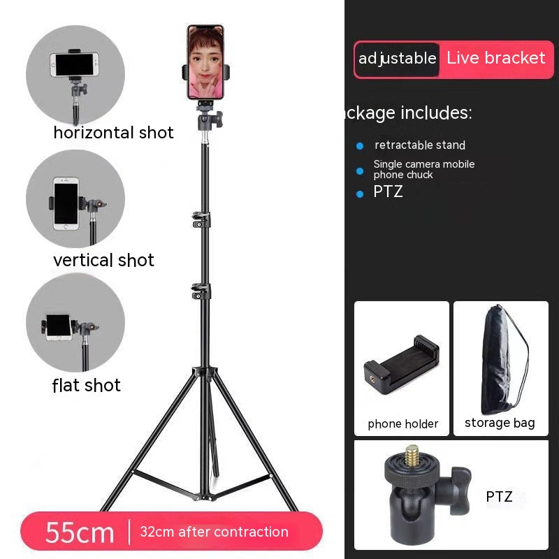 Portable Live Broadcast Tripod Stand with Adjustable Light Mounts